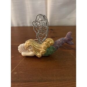 Lillian Vernon Ceramic Mermaid‎ Angel VTG Christmas Ornament Glitter Accents